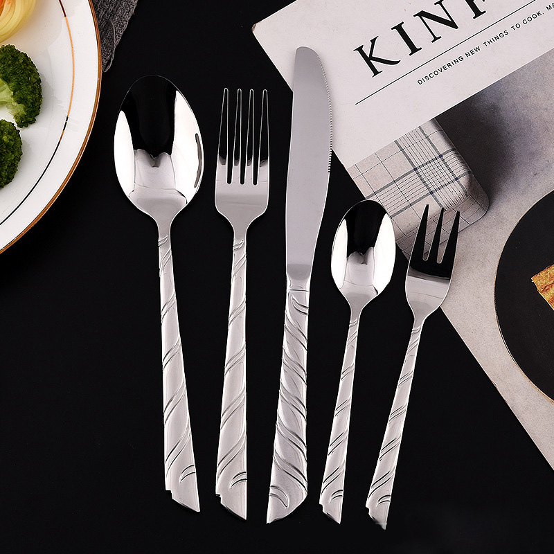 Wholesale 5pcs Fork Spoon Knife Stainless Steel Flatware Cutlery Set for Restaurant