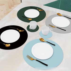 High Quality Double Color Pu Leather Placemat Round Non-slip Heat-resistant Placemat Waterproof Table Placemats