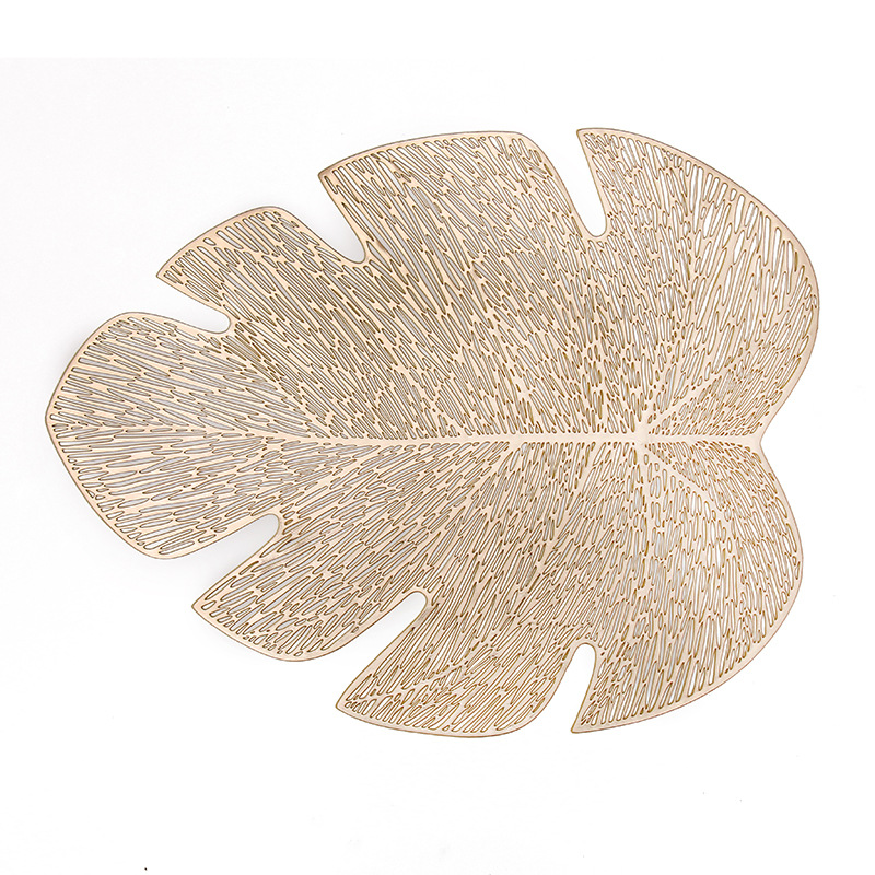 Wholesale Leaf Shaped Hollow Placemat Eco Friendly Resistant Washable Placemats Non-slip Soft Pvc Drink Coasters