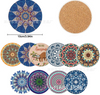 Novelty Painted Handicrafts Drink Tea Coffee Cup Table Pallet Absorbent Ceramic Wood Cork Coaster Set for Wedding Craft
