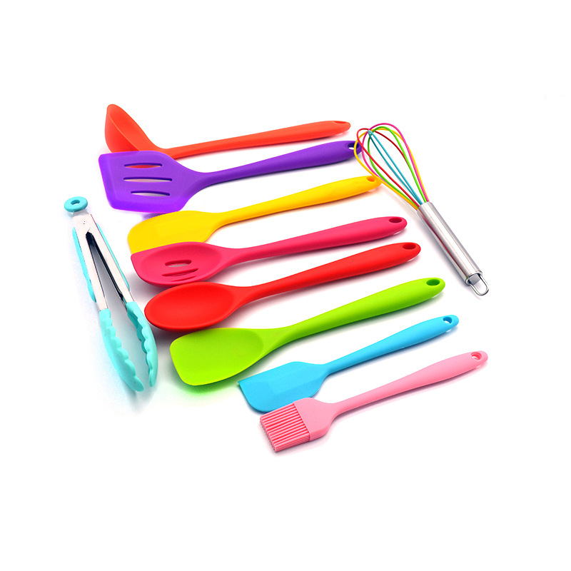 10 Pcs Heat Resistant Nonstick Silicone Brush Scraper Spatula Spoon Shovel Whisk Egg Beater Kitchen Tool Set
