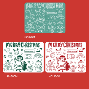 Christmas Baby Children Kids Gift Dining Table Rectangle Anti Slip Insulation Silicone Placemat Set for Kitchen