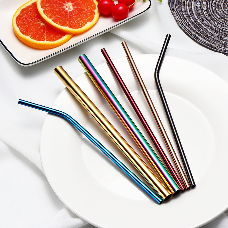Amazon hot-sale reusable color metal food grade stainless steel drinking straw