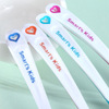 Cute Silicon Rubber Plastic Handle Infant Spoon Silicone Baby Feeding Spoon
