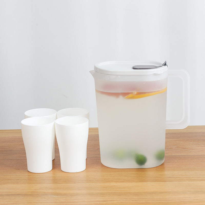 Plastic Household Cool White Water Cup Fruit Lemon Teapot Set Anti Fall Large Capacity Refrigerator Cold Kettle