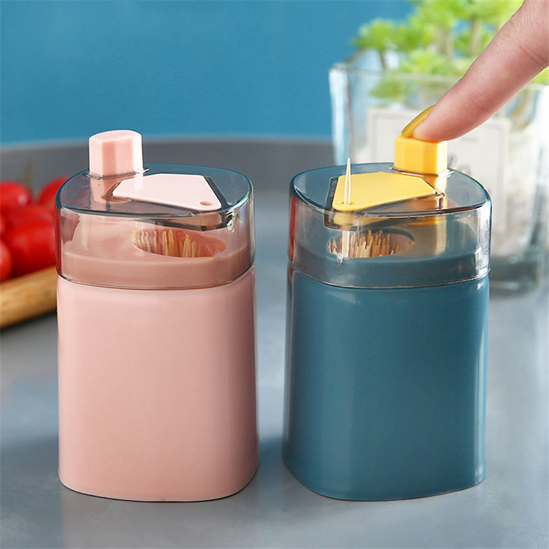 Fancy Empty Containers Plastic Pp Storage Box Bottles Holder With Press Button For Toothpick
